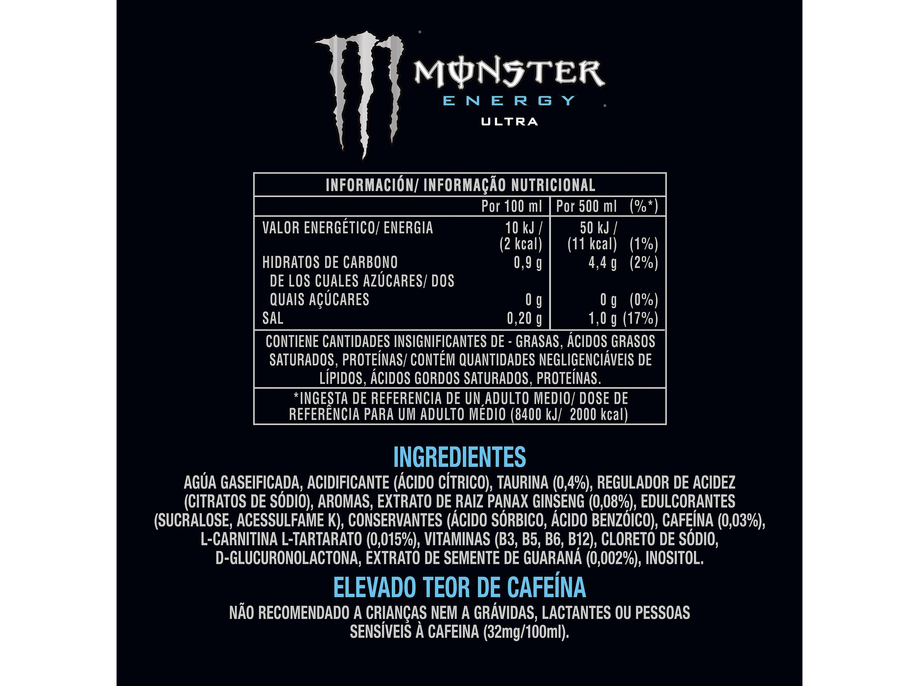 BEBIDA ENERG&Eacute;TICA MONSTER ULTRA WHITE ZERO 0.50L (SDR) image number 1