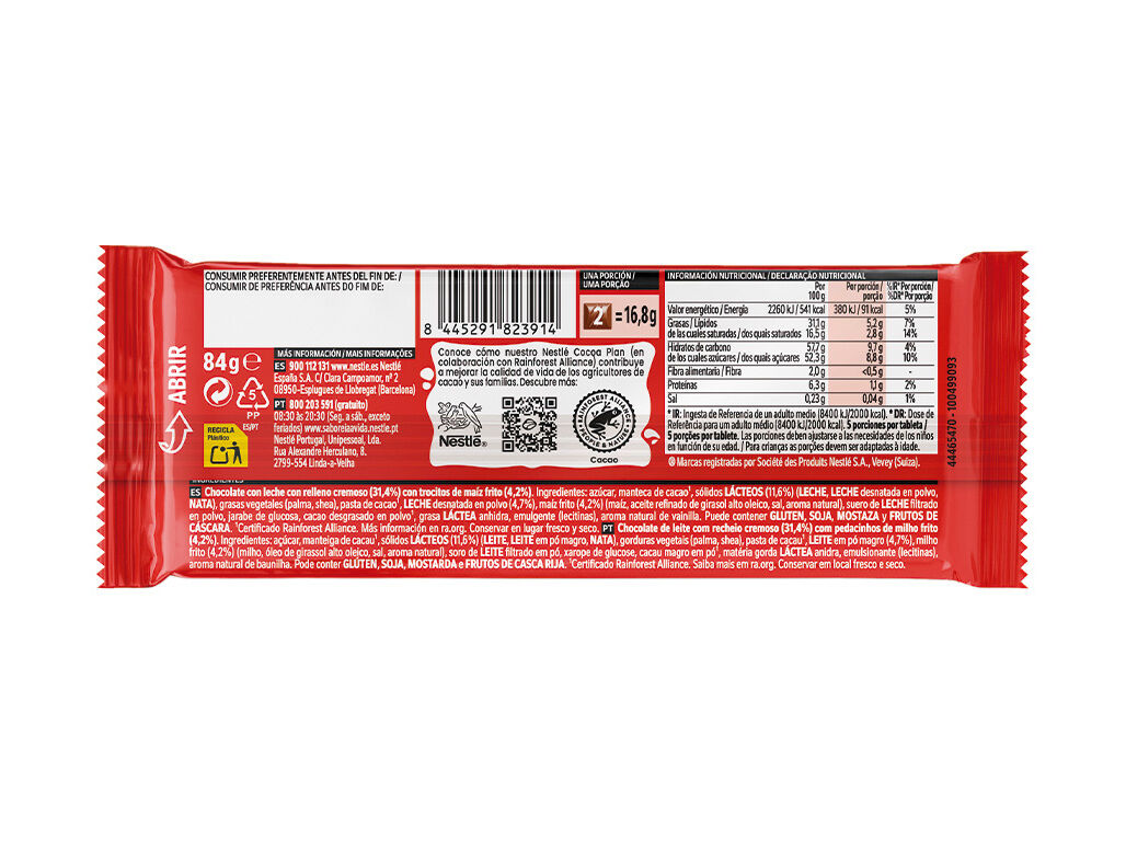 TABLETE NESTL&Eacute; EXTRAFINO MILHO 84G image number 1