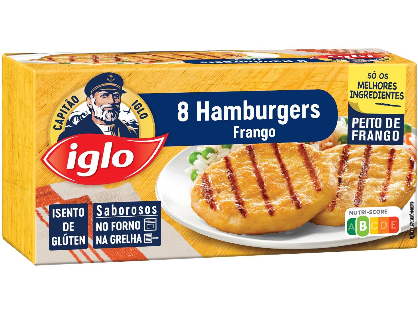 HAMBURGERS IGLO FRANGO SEM GL&Uacute;TEN 8UN 480G