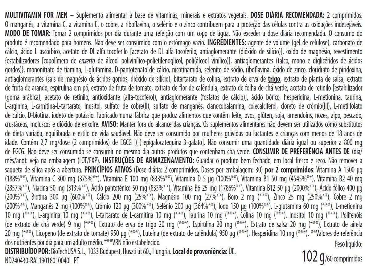 MULTIVITAM&Iacute;NICO BIOTECH USA HOMEM 60 CAP image number 0