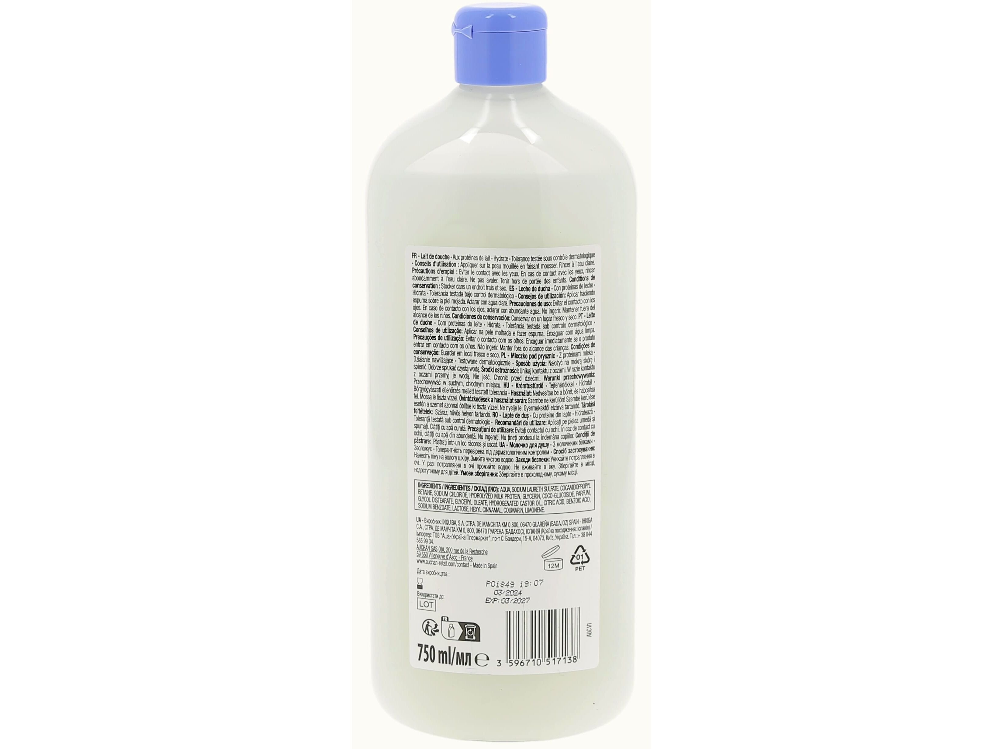 GEL BANHO HIDRATANTE COSMIA COM PROTE&Iacute;NAS DO LEITE 750ML image number 1