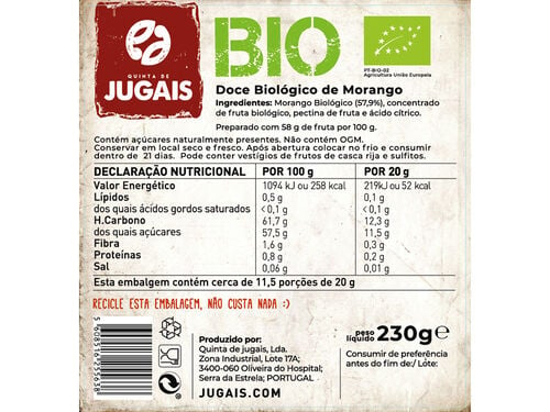 DOCE MORANGO QUINTA DE JUGAIS BIO 230G image number 1