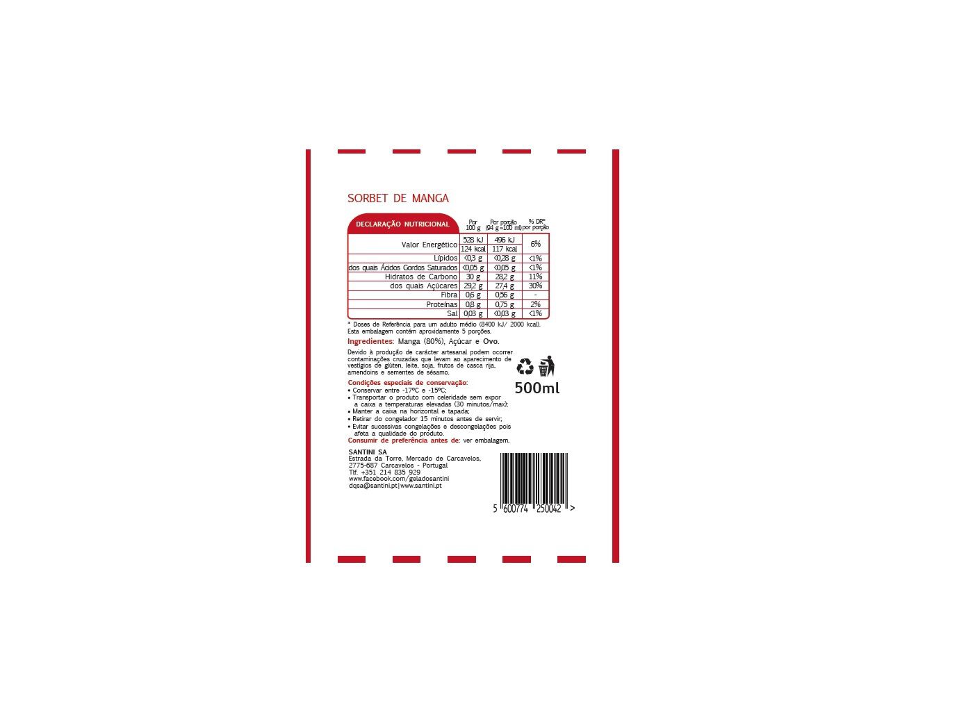 GELADO SANTINI MANGA 500ML image number 2