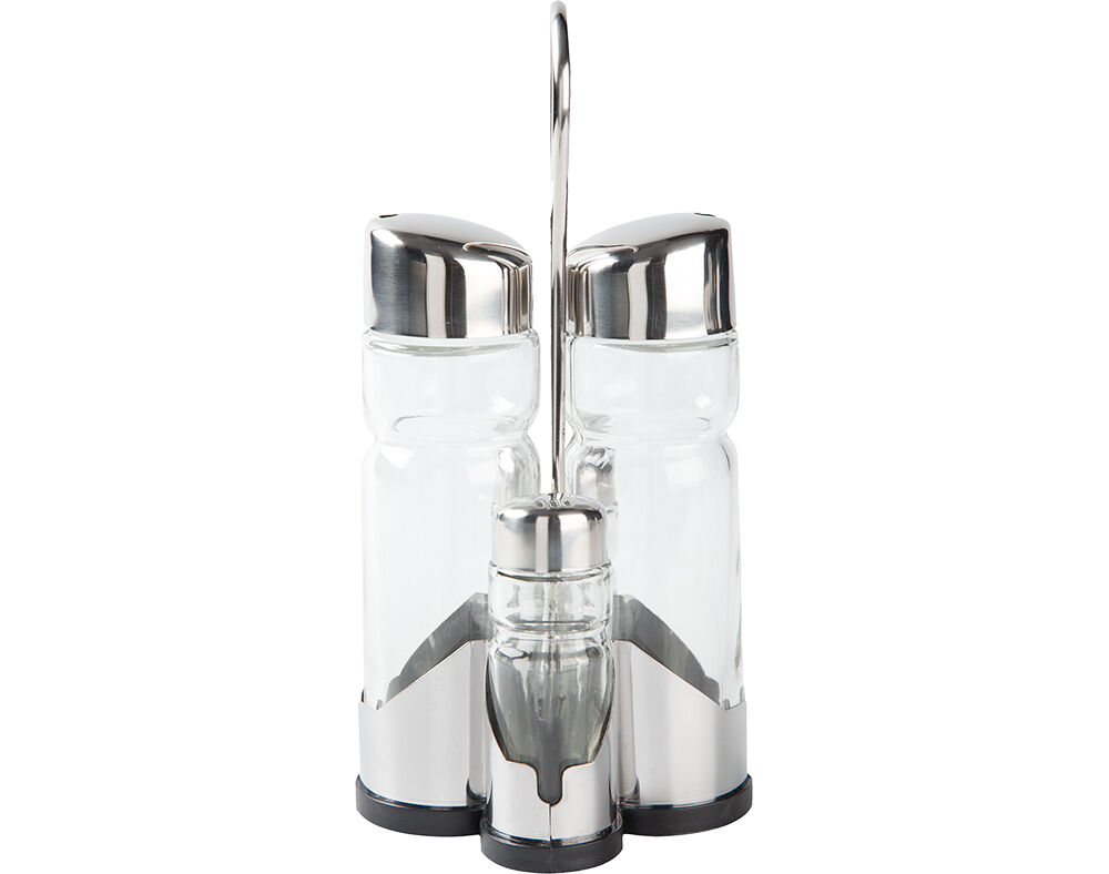 GALHETEIRO 5 PE&Ccedil;AS COM SUPORTE GRILO VIDRO E EM INOX image number 0