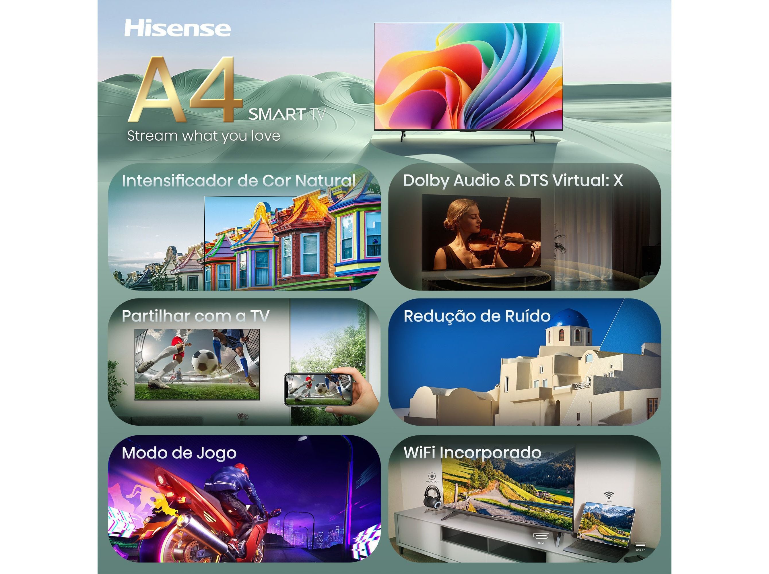 TV LED HISENSE 32A4S 32" SMART HD image number 2