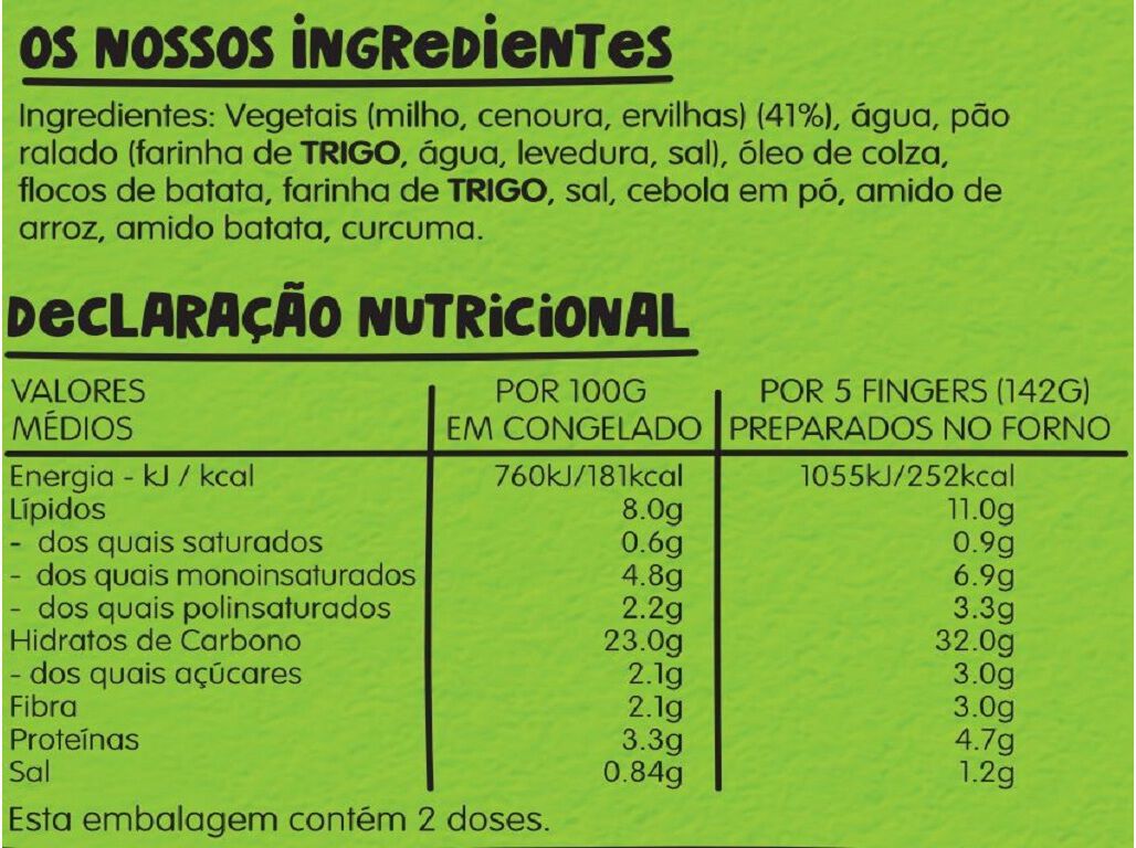 DOURADINHOS IGLO GREEN CUISINE VEGETAIS 10UN 284G image number 1