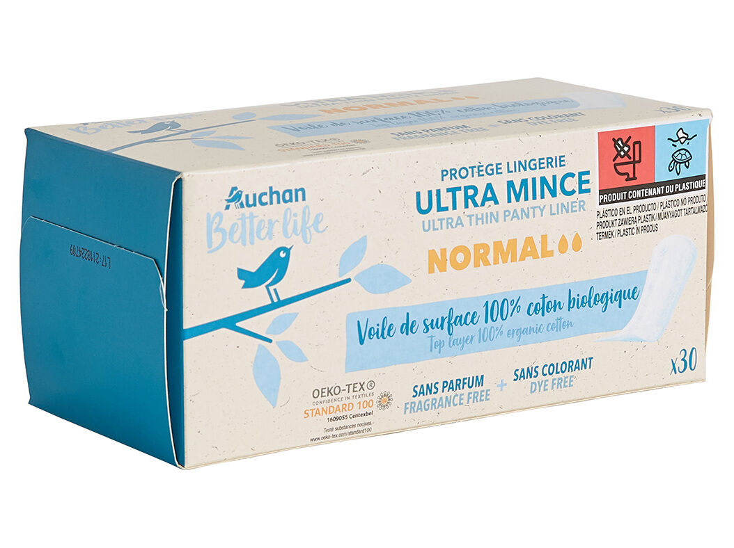 PENSOS DI&Aacute;RIOS AUCHAN BETTER LIFE NORMAL 100% ALGOD&Atilde;O BIOL&Oacute;GICO 30 UN image number 0