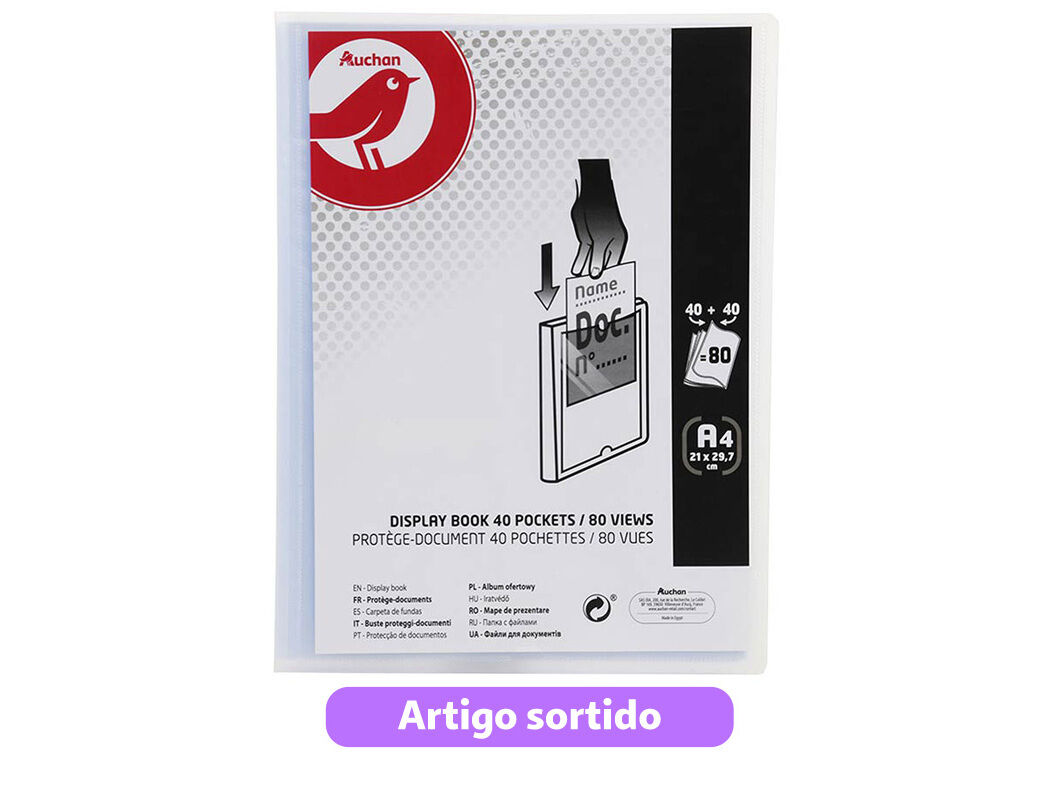 PORTF&Oacute;LIO AUCHAN A4 40+40 BOLSAS CORES SORTIDAS image number 5