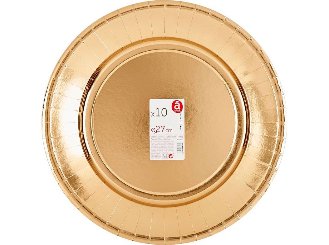 PRATO CART&Atilde;O ACTUEL DOURADO 27CM PACK 10 UNIDADES