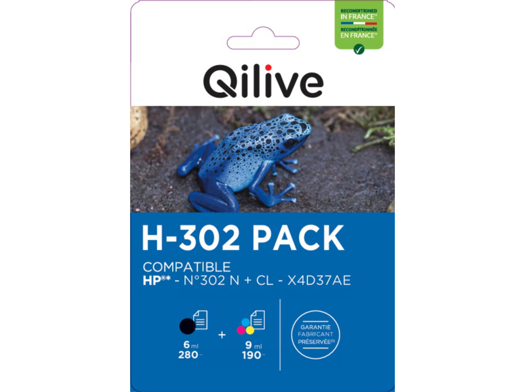 PACK TINTEIROS QILIVE COMPAT&Iacute;VEL HP 302 PRETO E COR