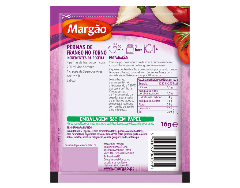 MISTURA DE ERVAS MARG&Atilde;O SEGREDOS AVES 16G image number 1