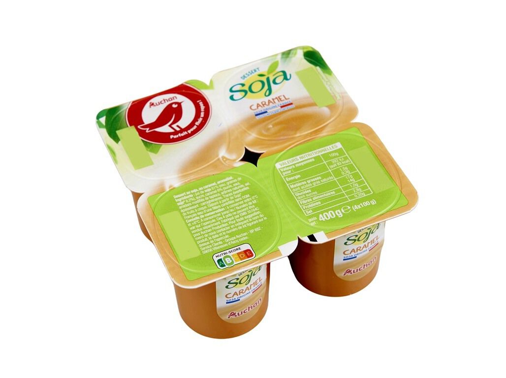 SOBREMESA AUCHAN SOJA CARAMELO 4X100G image number 0