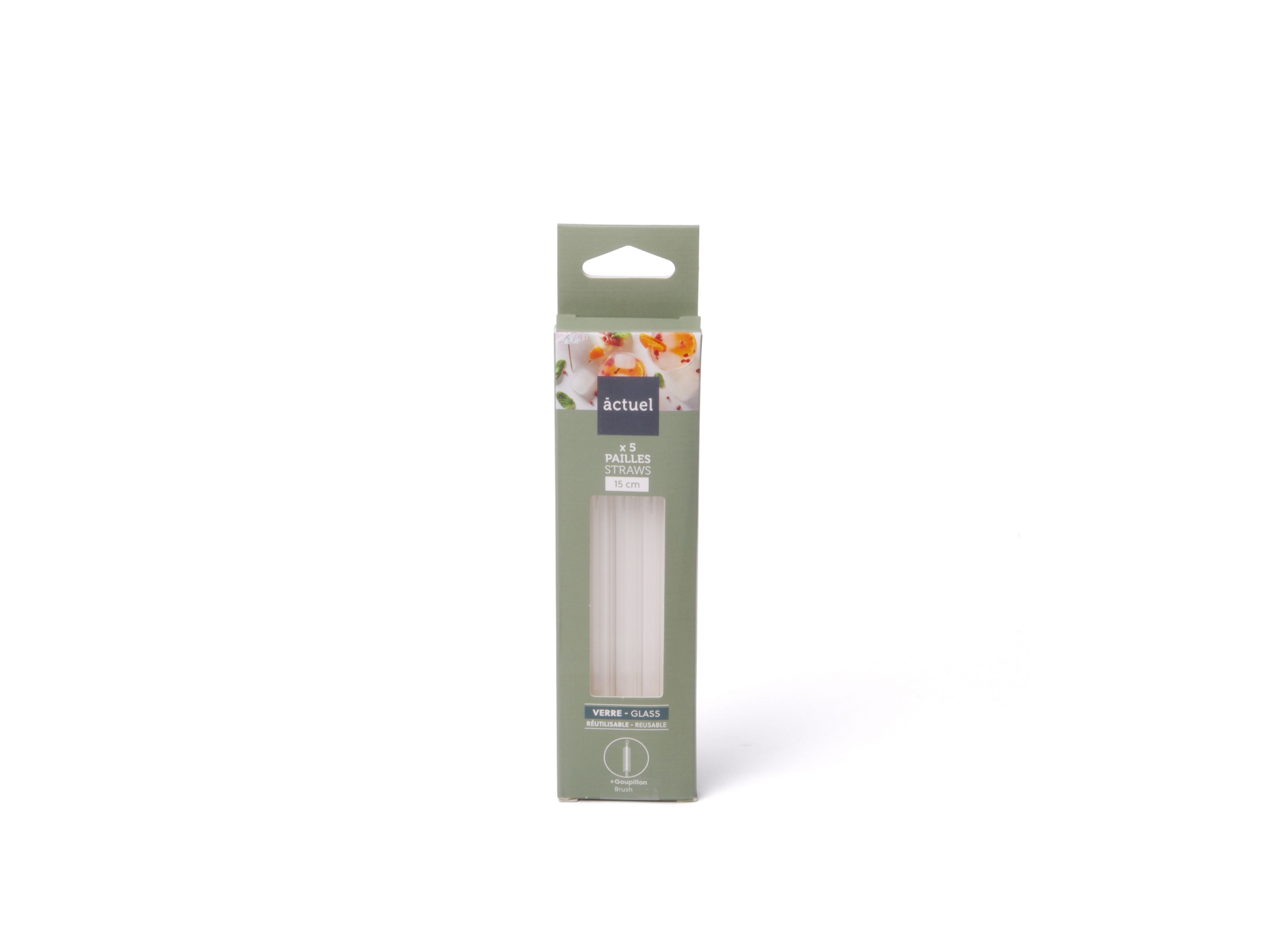 CONJUNTO 5 PALHINHAS VIDRO 15CM ACTUEL image number 1