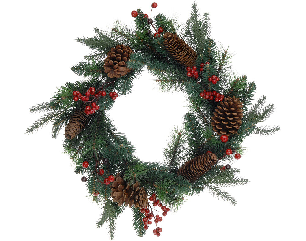 COROA COM PINHAS E BAGAS 45CM image number 0