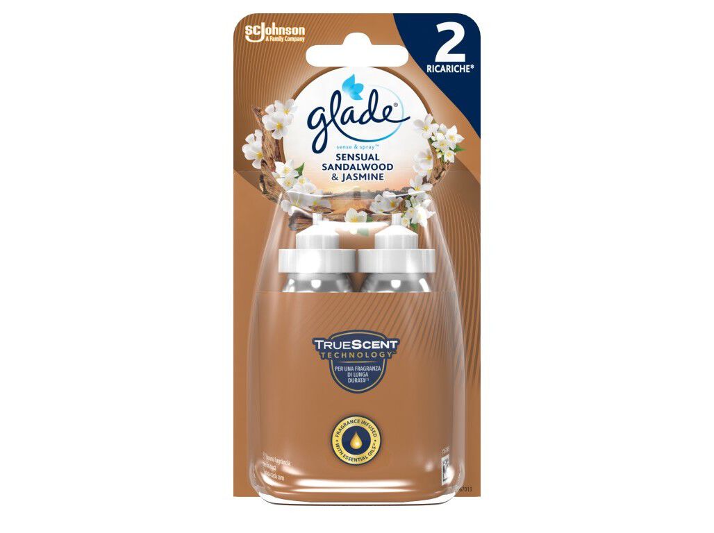 AMBIENTADOR GLADE RECARGA SENSE & SPRAY SANDALWOOD 2X18ML
