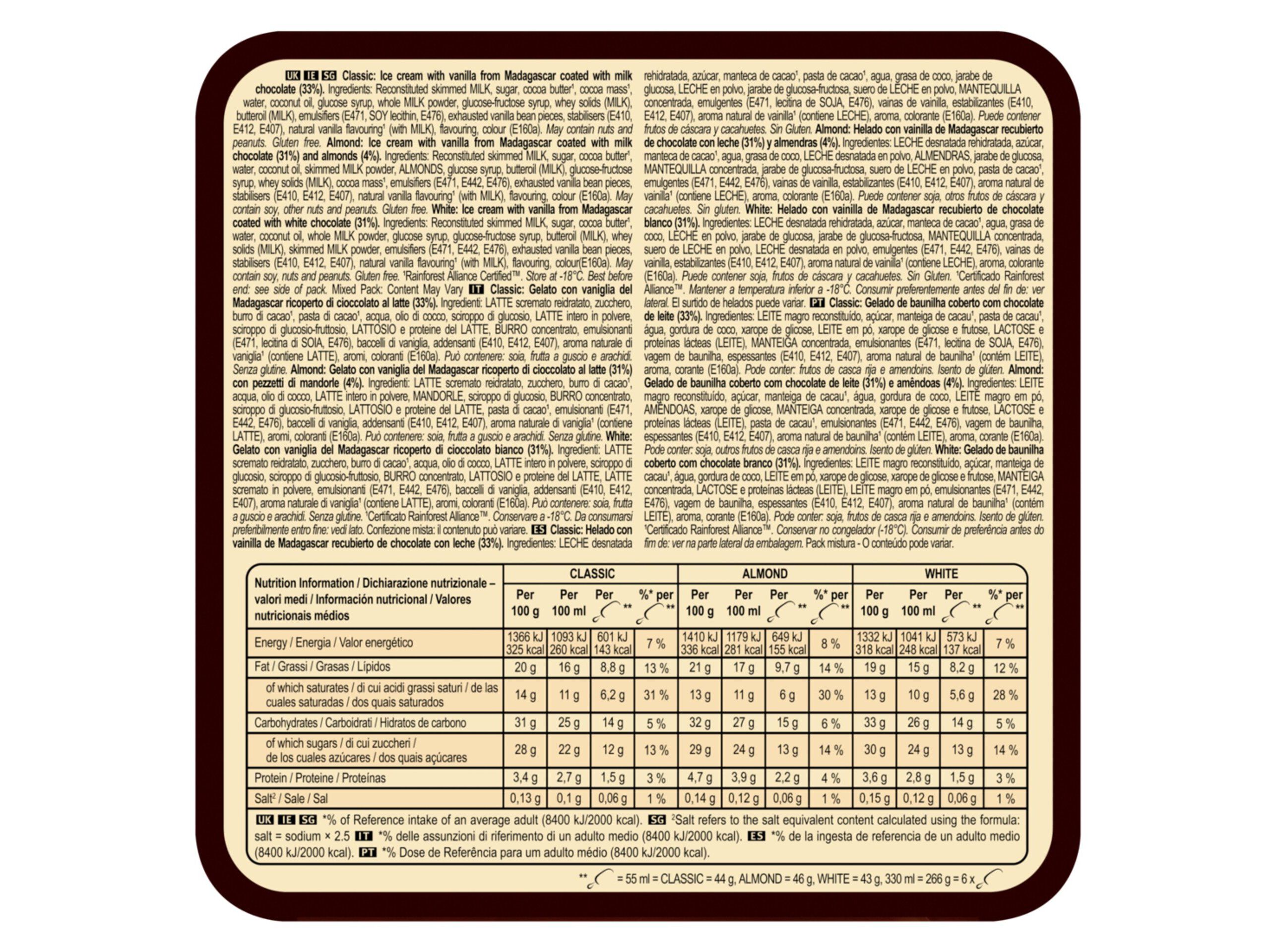 GELADO MAGNUM MULTIPACK MINI 3 CHOCOLATES 6X55ML image number 1