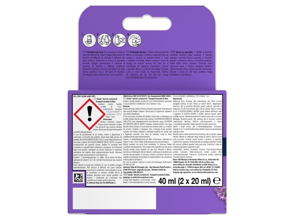 AMBIENTADOR GLADE RECARGA LAVANDA 2X20ML image number 1