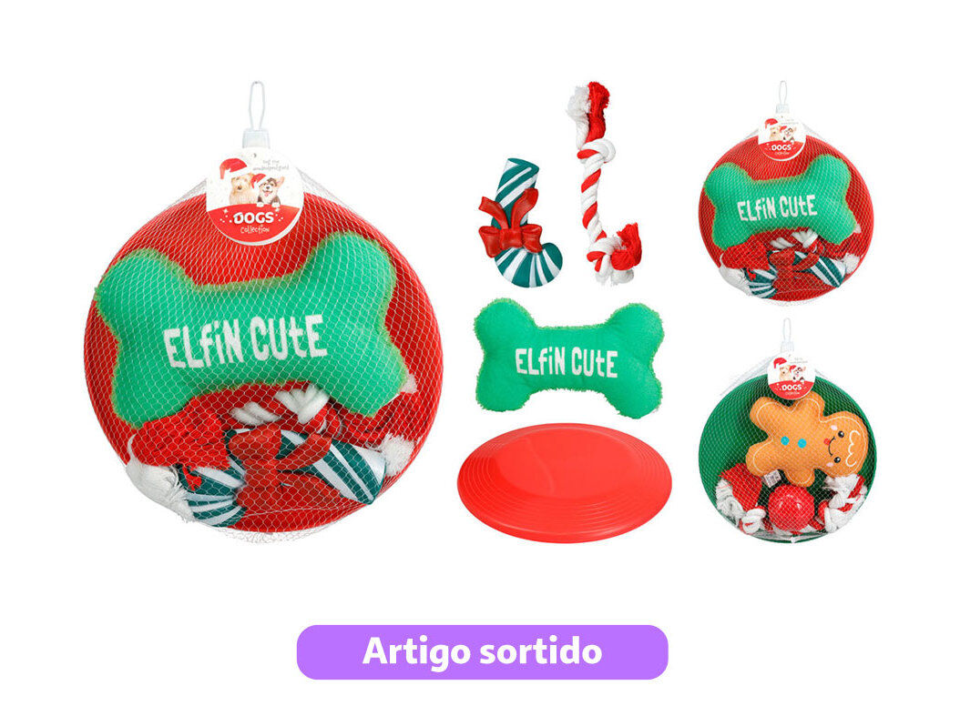 CONJUNTO BRINQUEDOS DOGS COLLECTION NATAL 4 UNIDADES MODELOS SORTIDOS image number 0