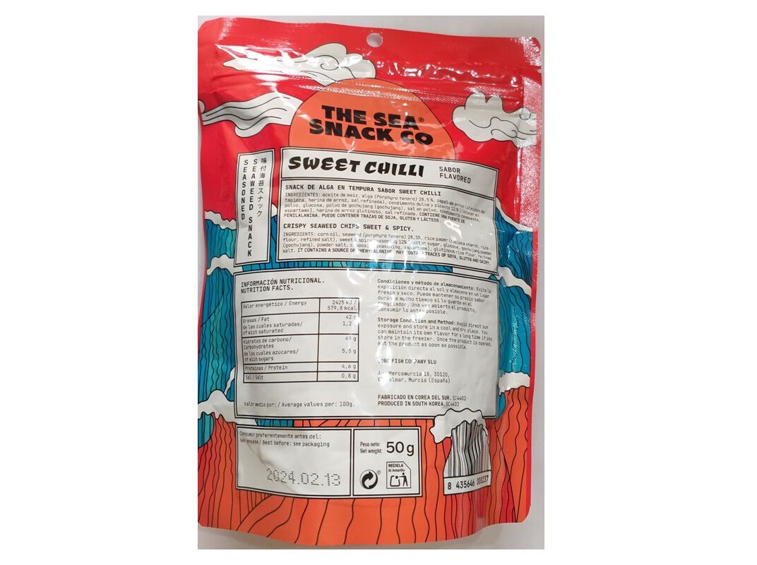 SNACK ALGA THE SEA SNACK CO DOCE E PICANTE 50G image number 1