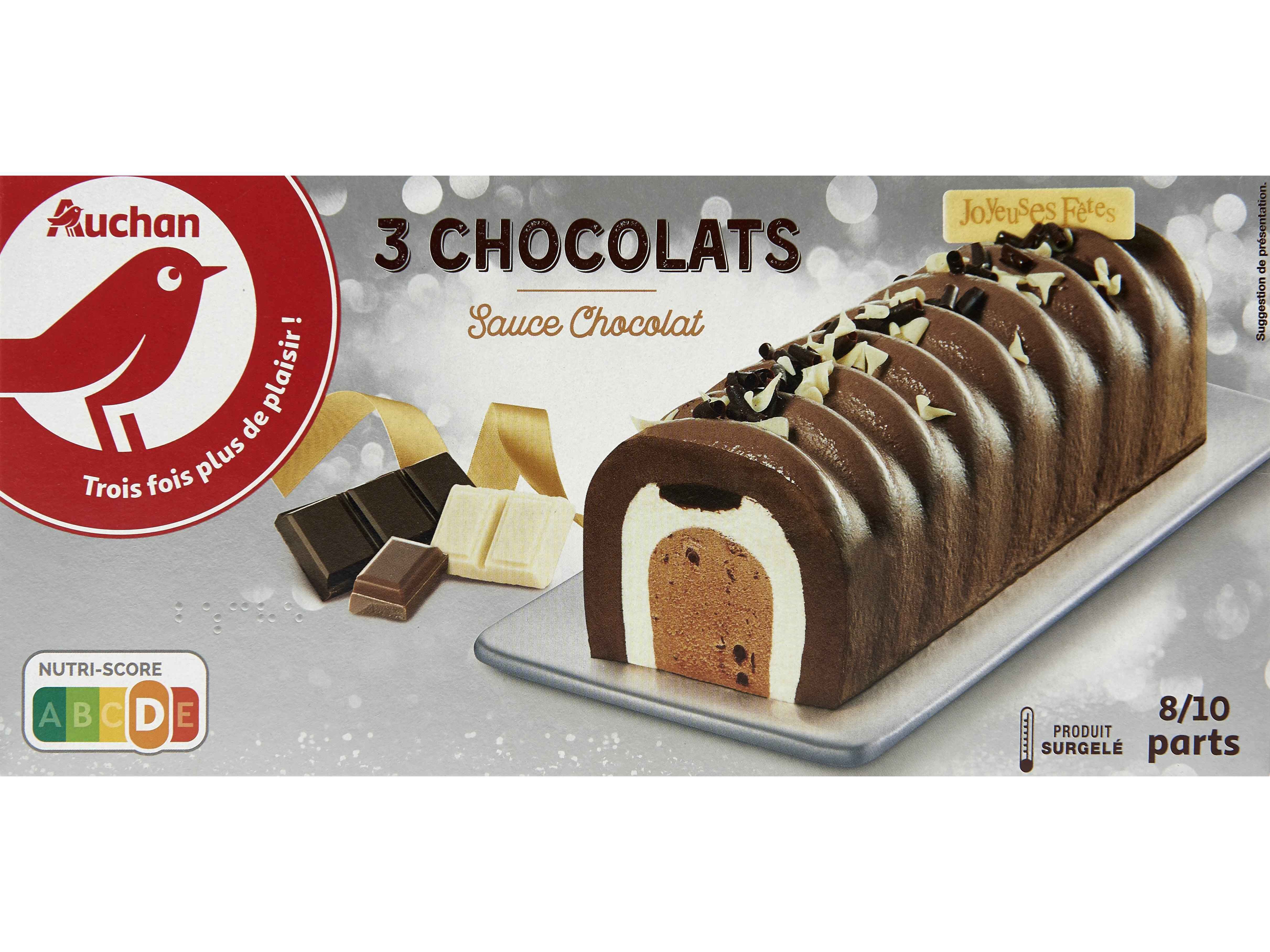 GELADO AUCHAN TRONCO 3 CHOCOLATES 1L image number 2