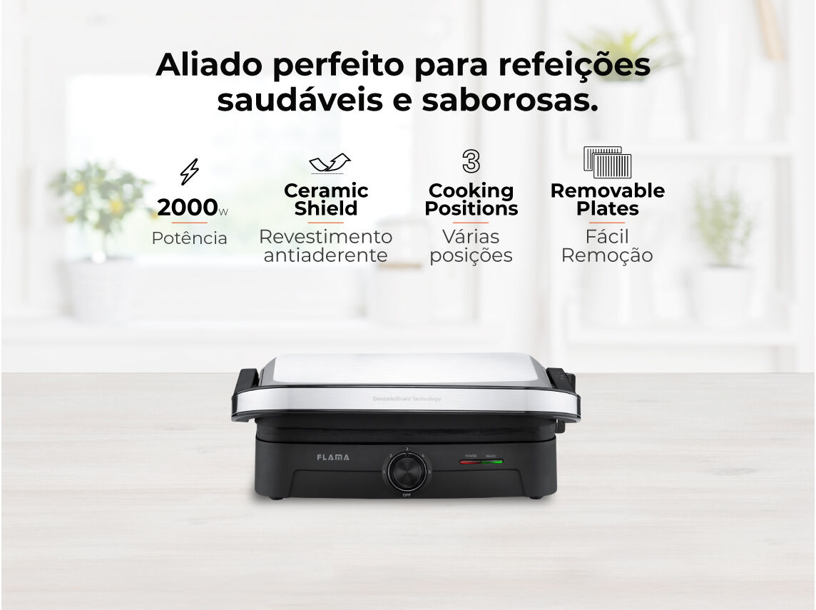 GRELHADOR DE PLACAS FLAMA 4586FL 2000W image number 1