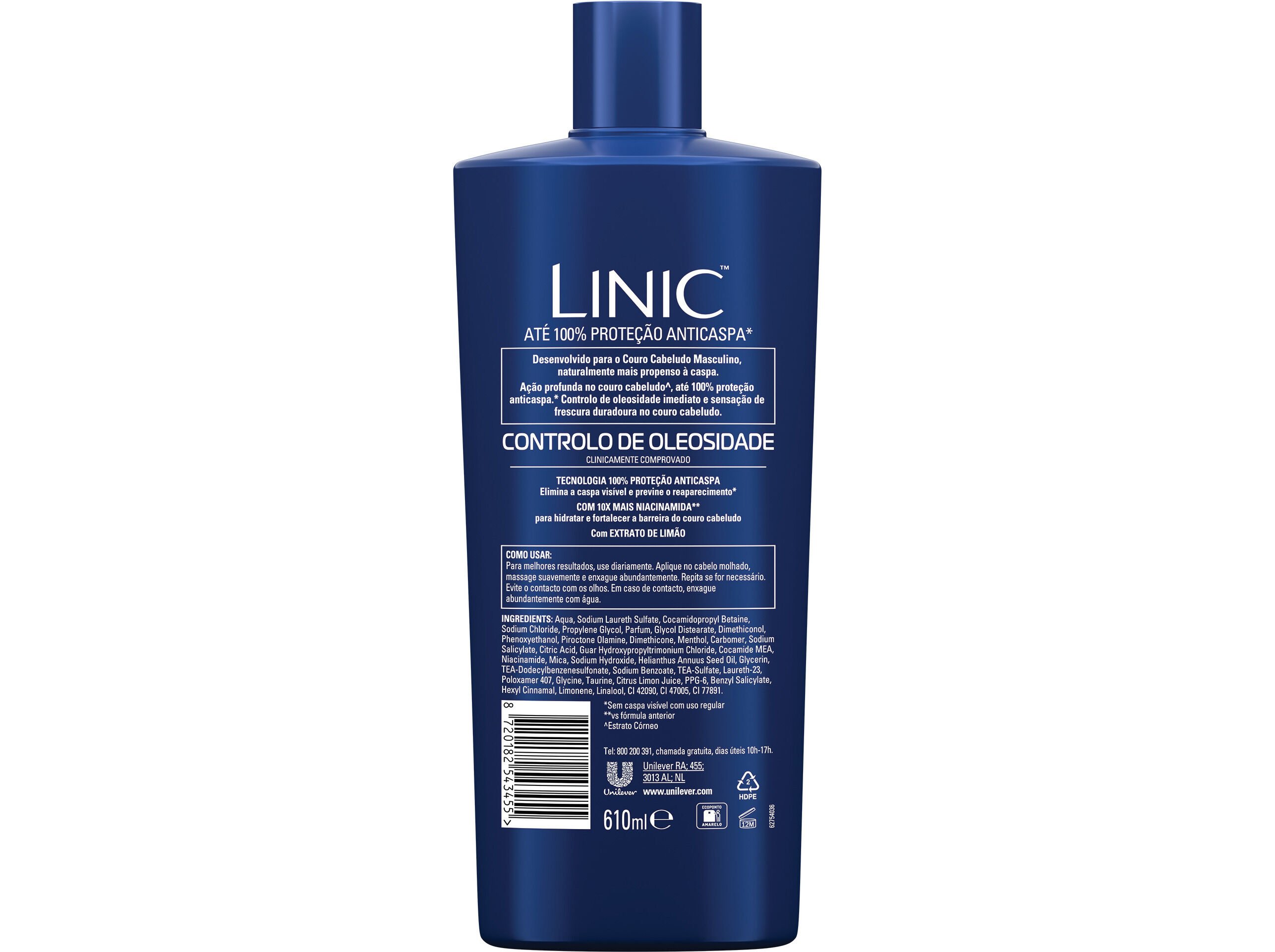 CHAMP&Ocirc; ANTI-CASPA LINIC MEN CONTROLO OLEOSIDADE 610ML image number 1