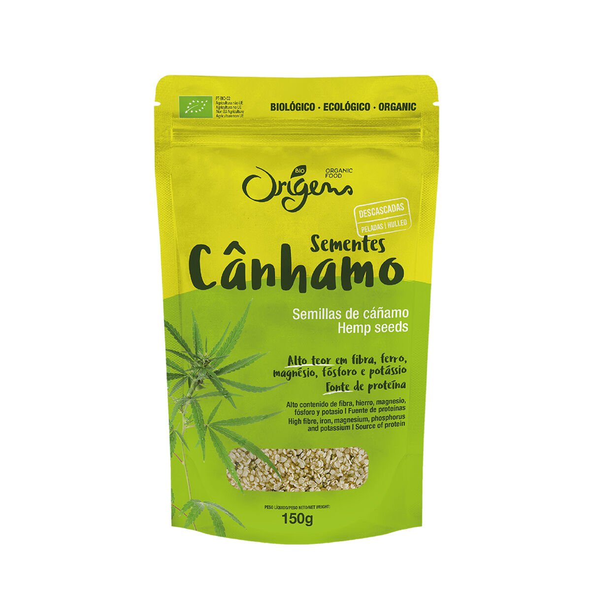 SEMENTES CANHAMO ORIGENS BIO DESCASCADAS 150G