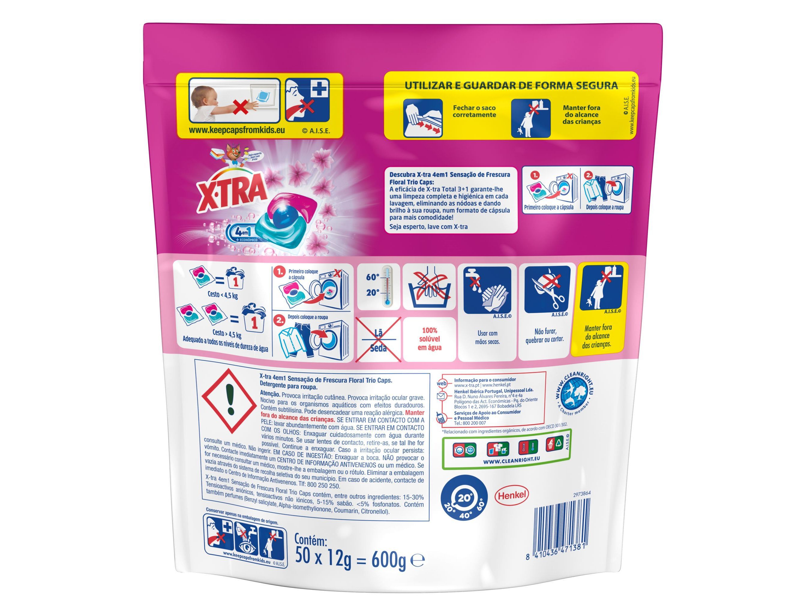 DETERGENTE ROUPA M&Aacute;QUINA X-TRA C&Aacute;PSULAS FRESCURA FLORAL TRIO 50DOSES image number 1