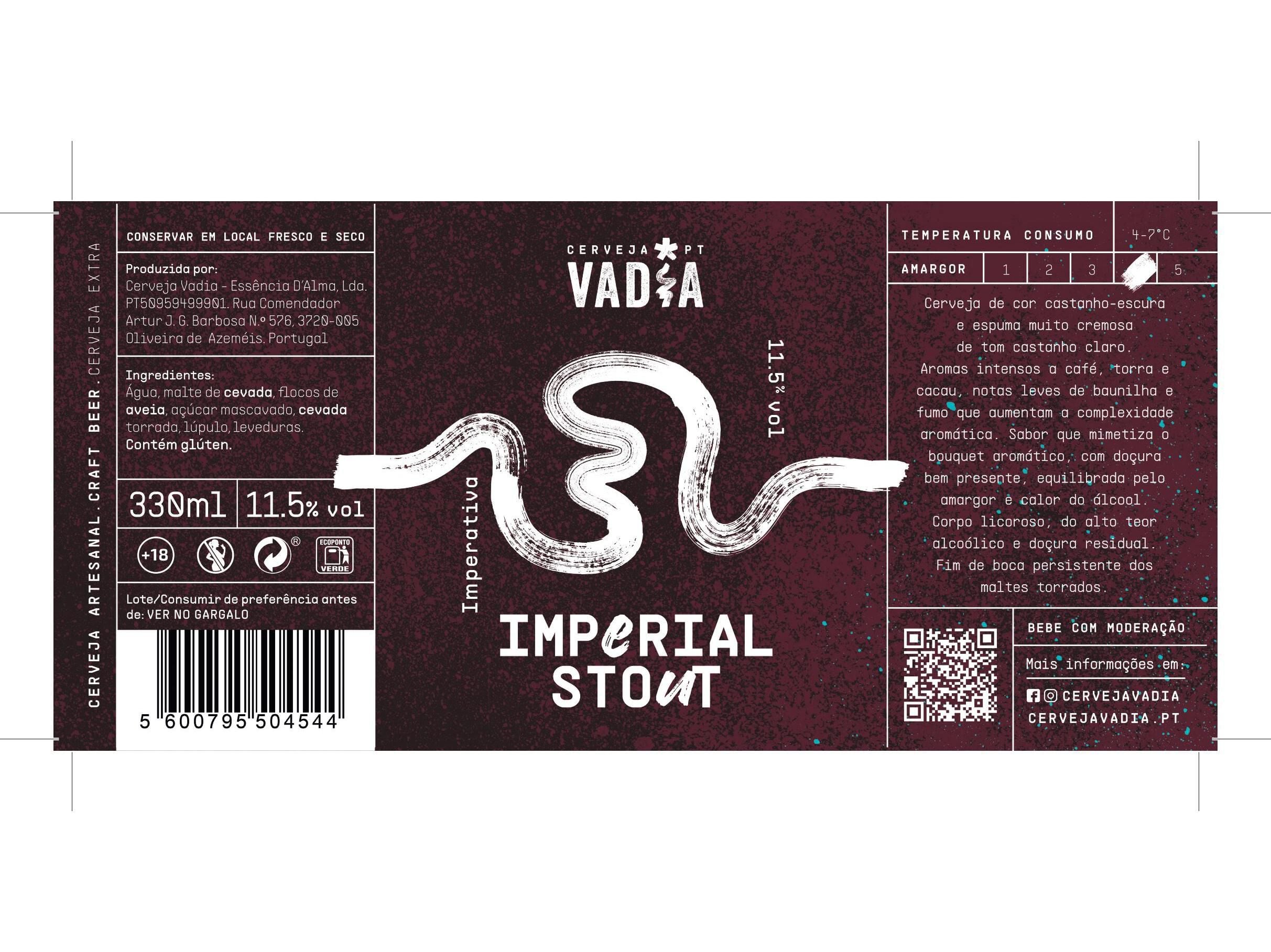CERVEJA VADIA IMPERIAL STOUT 0.33 L image number 1