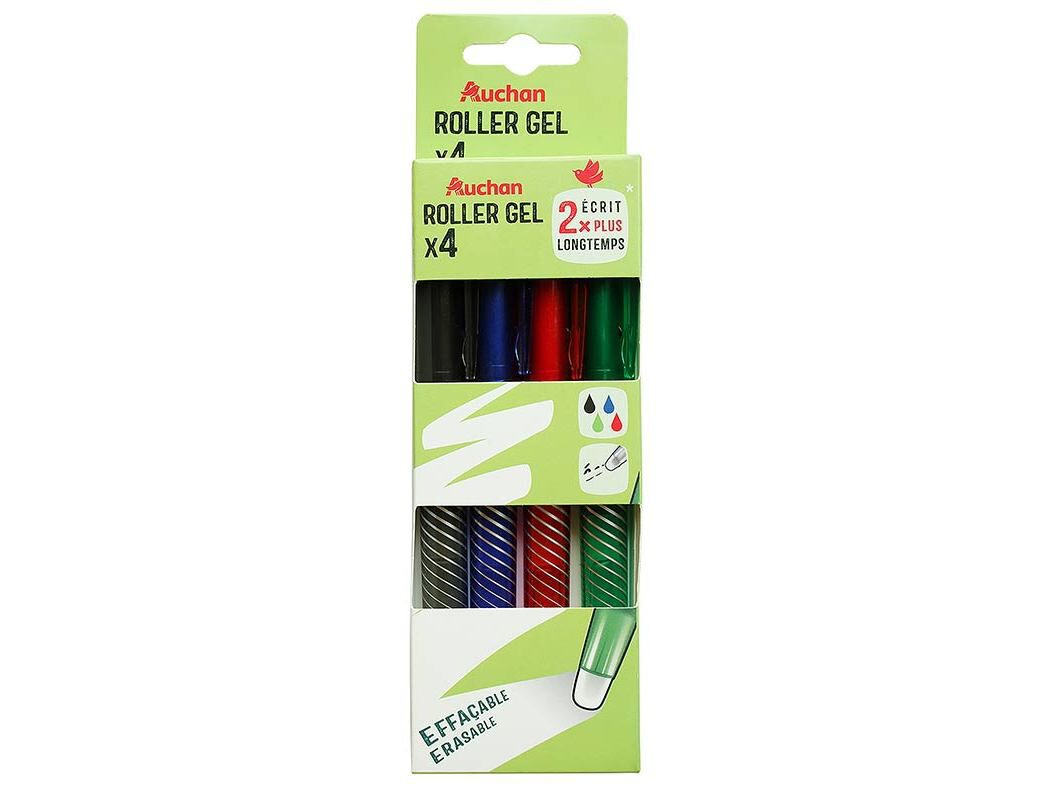 CONJUNTO DE 4 CANETAS GEL AUCHAN APAG&Aacute;VEL image number 0