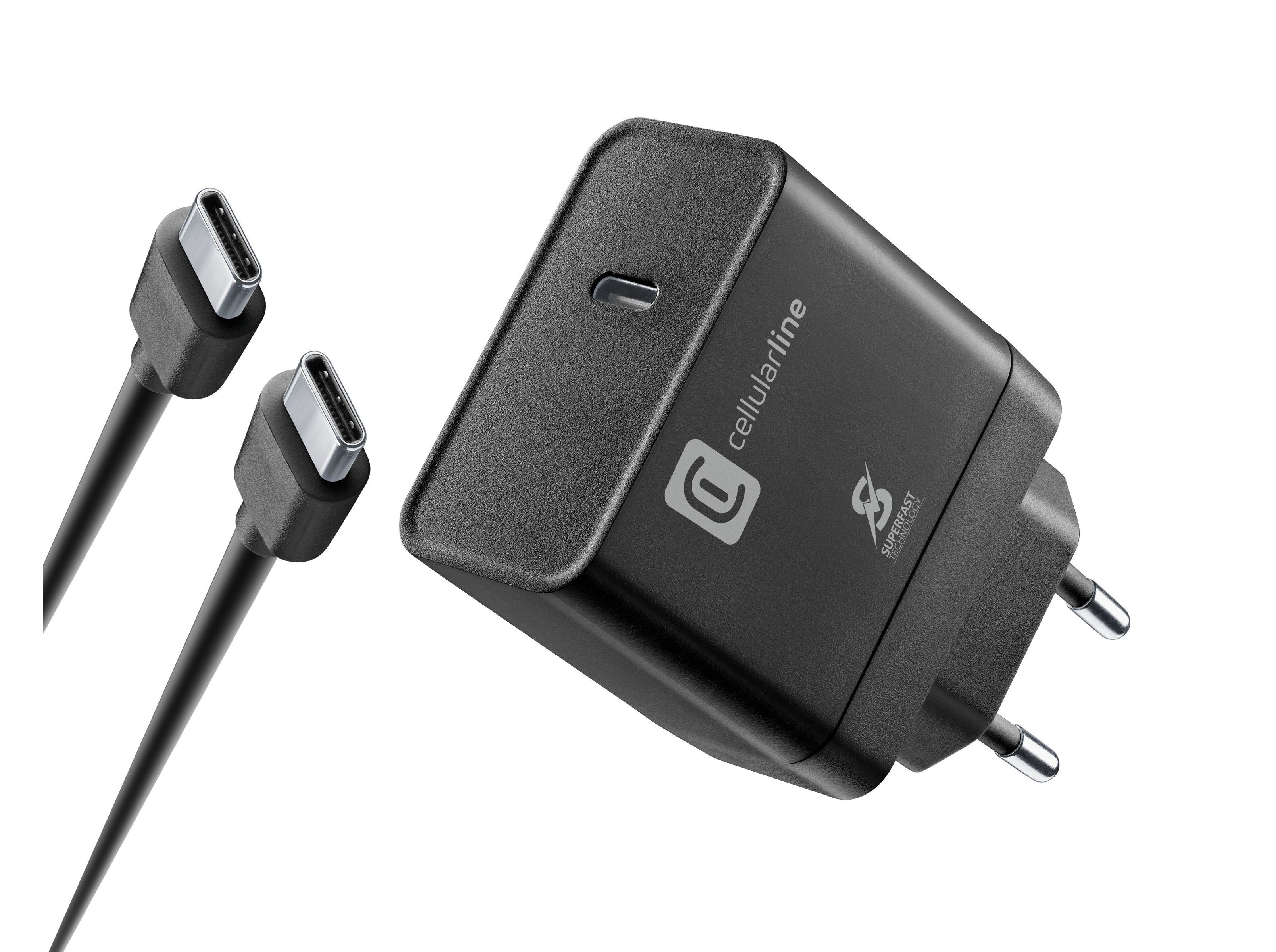 CARREGADOR + CABO CELLULARLINE 45W P/SAMSUNG PRETO USB-TYPE C