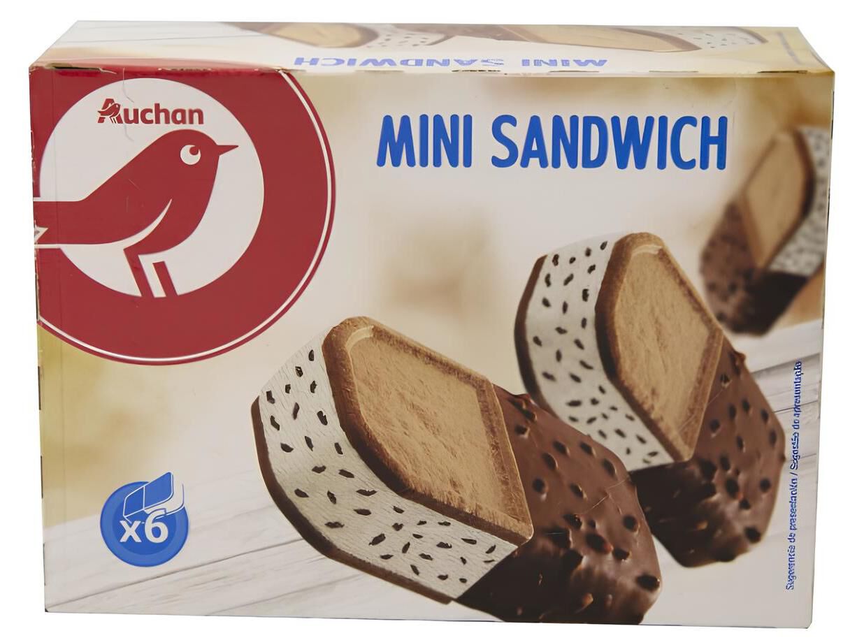 GELADO AUCHAN MINI SANDWICH NATA 6X85ML image number 0