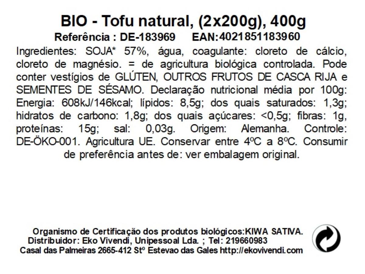 TOFU DENREE NATURAL BIO 2X200G image number 1