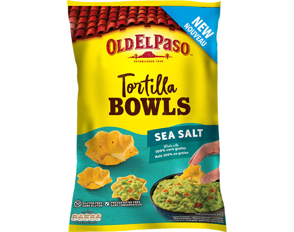 TORTILHA OLD EL PASO BOWLS SEA SALT SEM GLUT&Eacute;N 150G