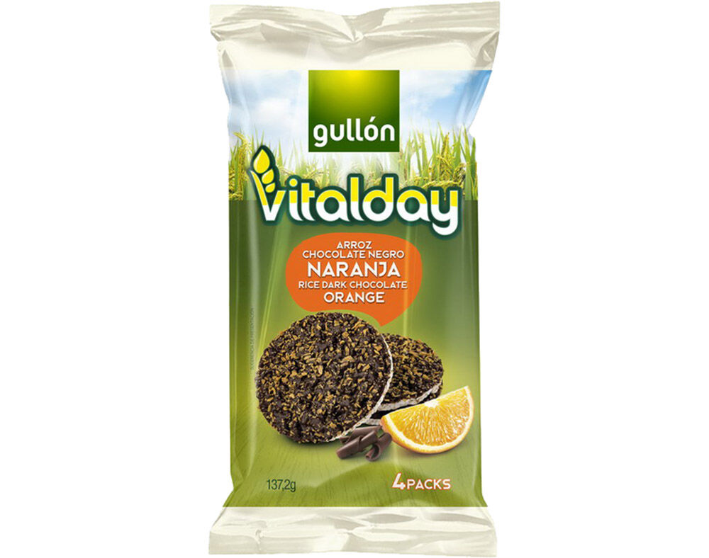 TORTITAS GULLON VITALDAY ARROZ CHOCOLATE LARANJA 137.2G image number 0