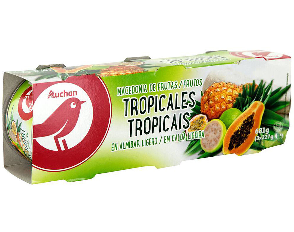 MACED&Oacute;NIA AUCHAN FRUTOS TROPICAIS CALDA 3X227G