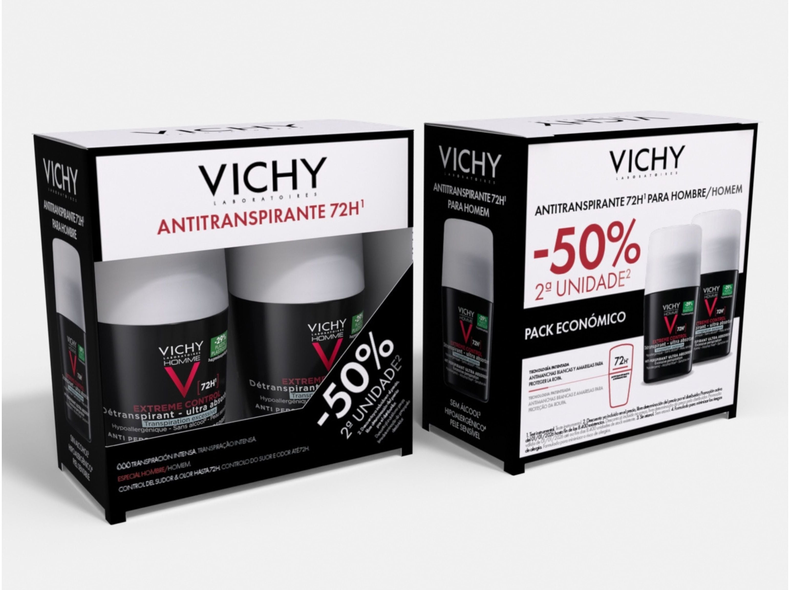 PACK DESODORIZANTE VICHY HOMME 72H 2X50ML