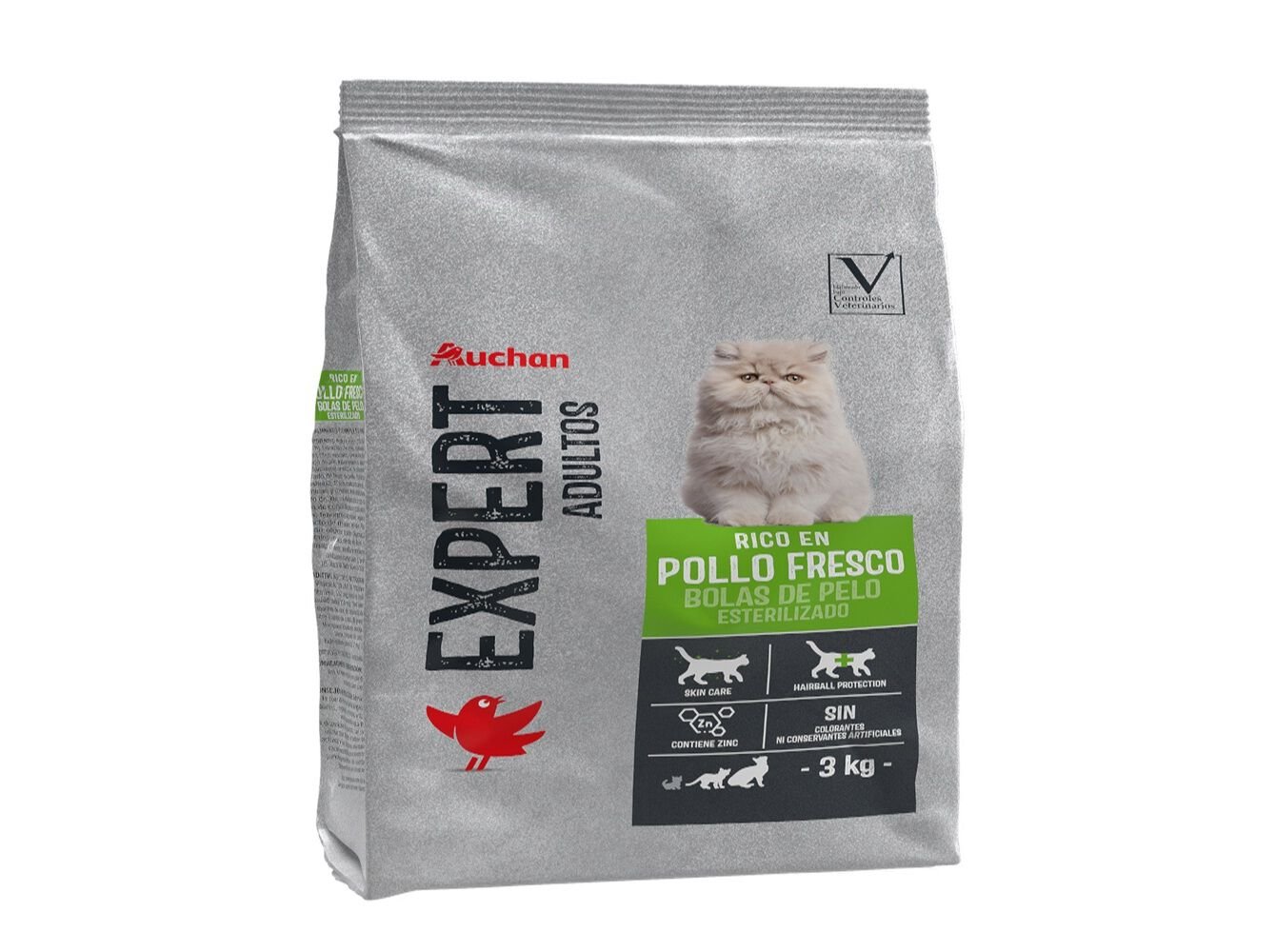 RA&Ccedil;&Atilde;O GATO AUCHAN EXPERT ESTERILIZADO BOLAS DE PELO 3KG