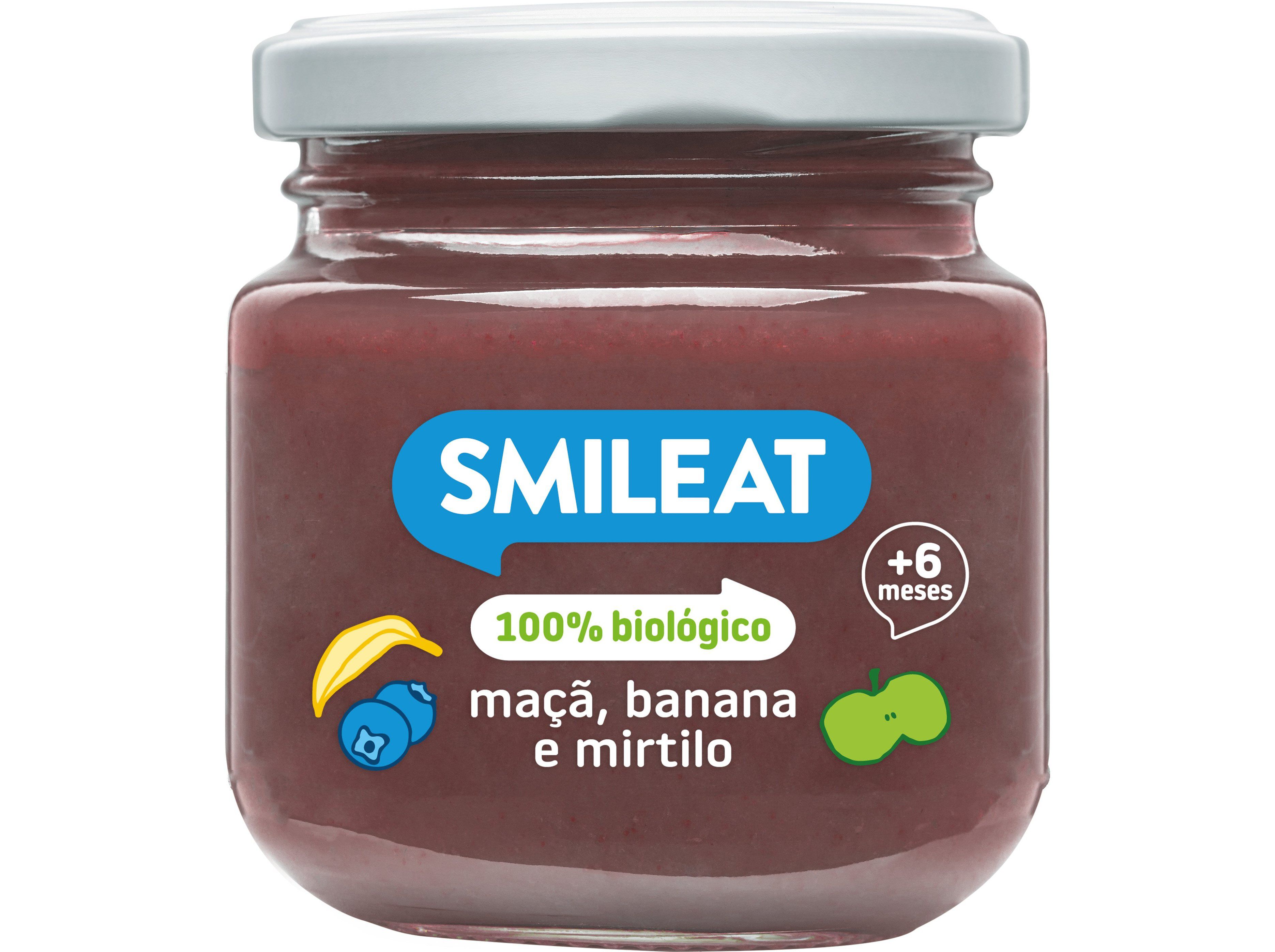 BOI&Atilde;O FRUTA SMILEAT BIO MA&Ccedil;&Atilde; BANANA MIRTILOS 130GR image number 0