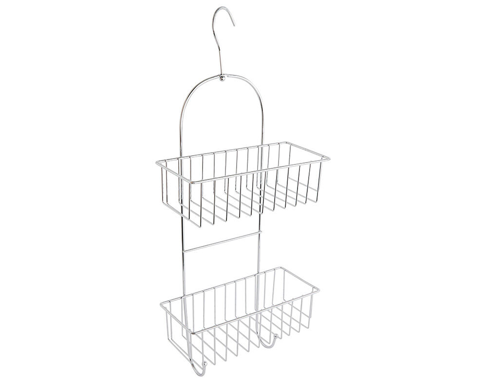 RACK 2 PRATELEIRAS COM 2 GANCHOS ACTUEL PRATEADO