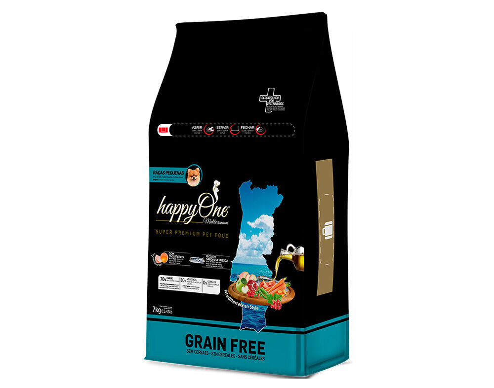 RA&Ccedil;&Atilde;O C&Atilde;O HAPPYONE MED. RA&Ccedil;AS PEQ. SARDINHA 7KG