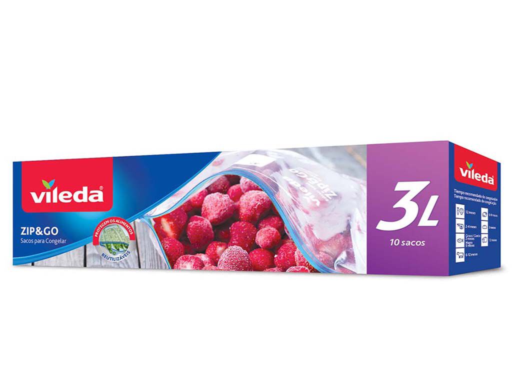SACOS VILEDA DE CONGELA&Ccedil;&Atilde;O COM FECHO 3L