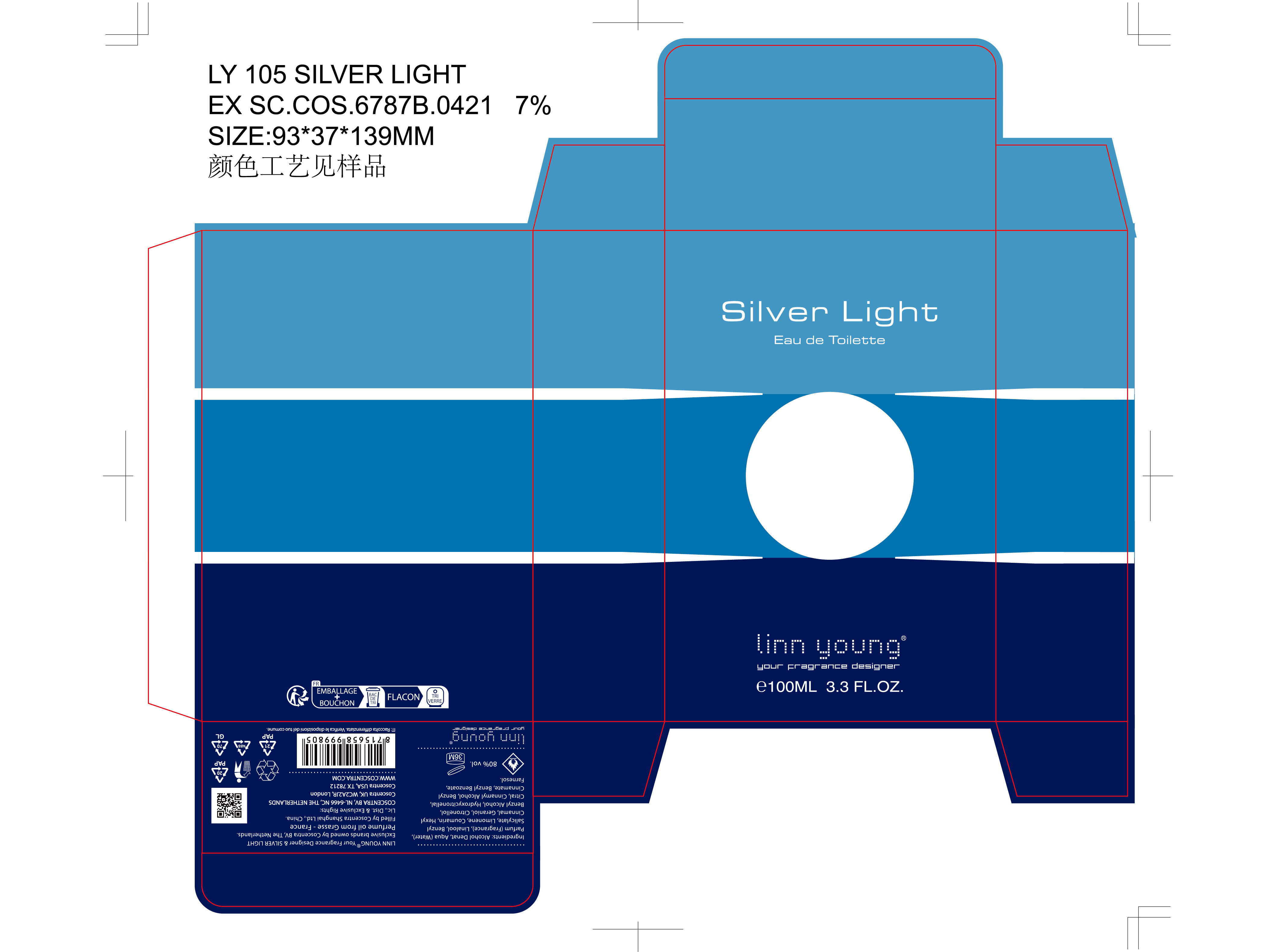 EAU DE TOILETTE LINN YOUNG SILVER LIGTH MEN 100 ML image number 1