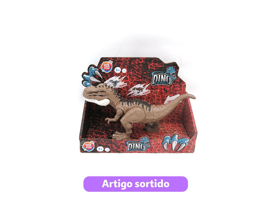 DINOSSAURO COM SOM ONE TWO FUN 23.5X14X12CM MODELOS SORTIDOS image number 1