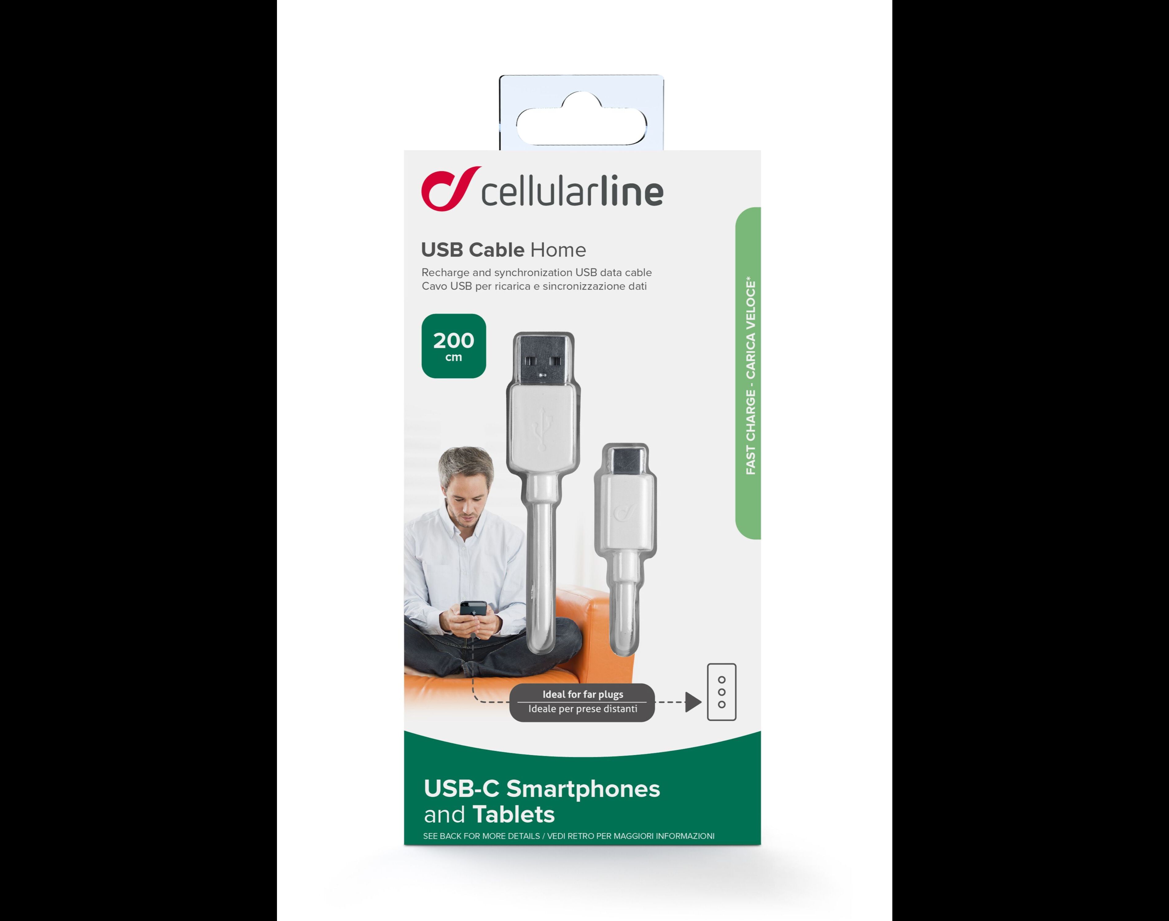 CABO USB TYPE C CELLULARLINE BRANCO 2M image number 0