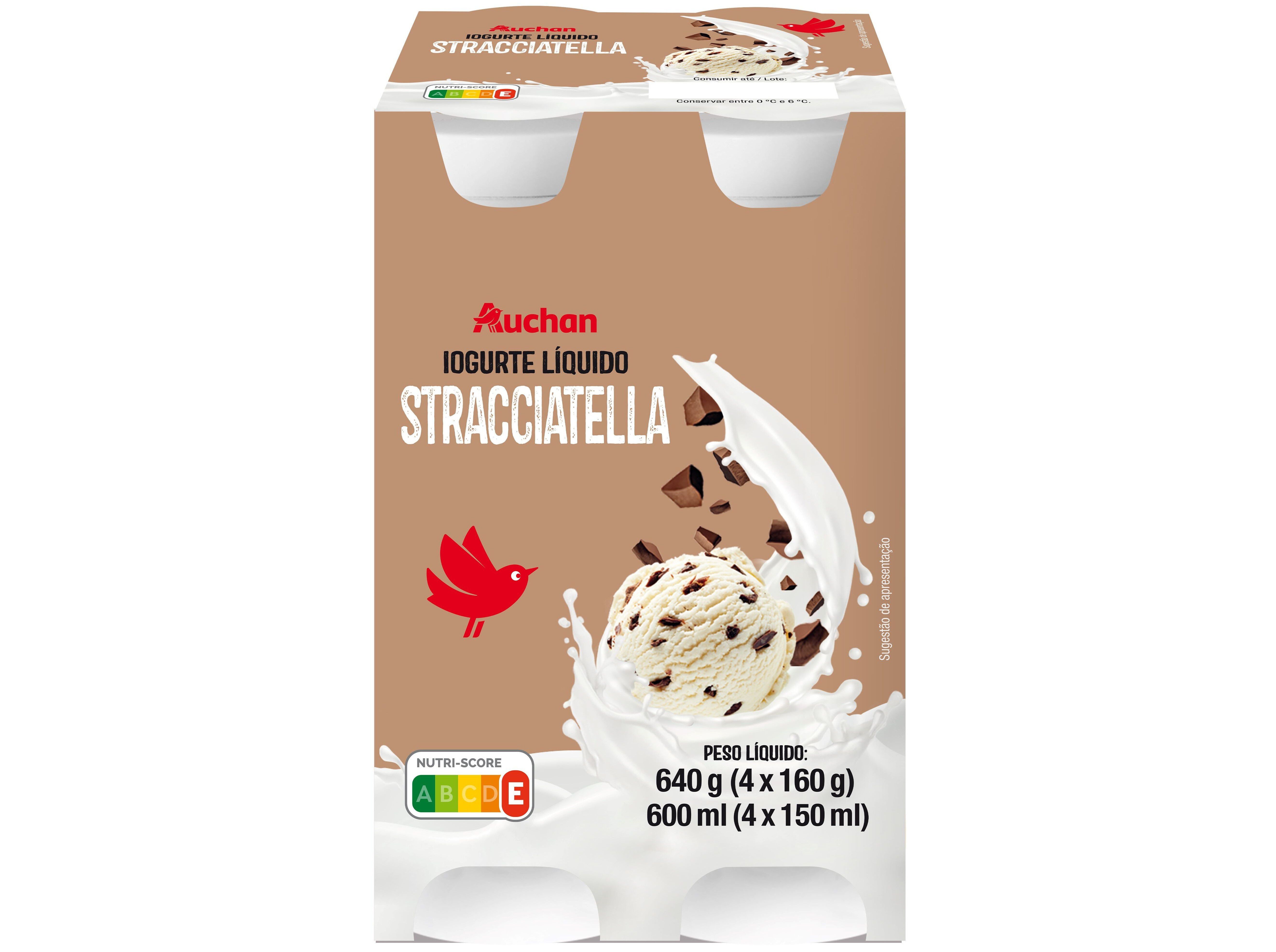 IOGURTE L&Iacute;QUIDO AUCHAN STRACCIATELLA 4X160G image number 0