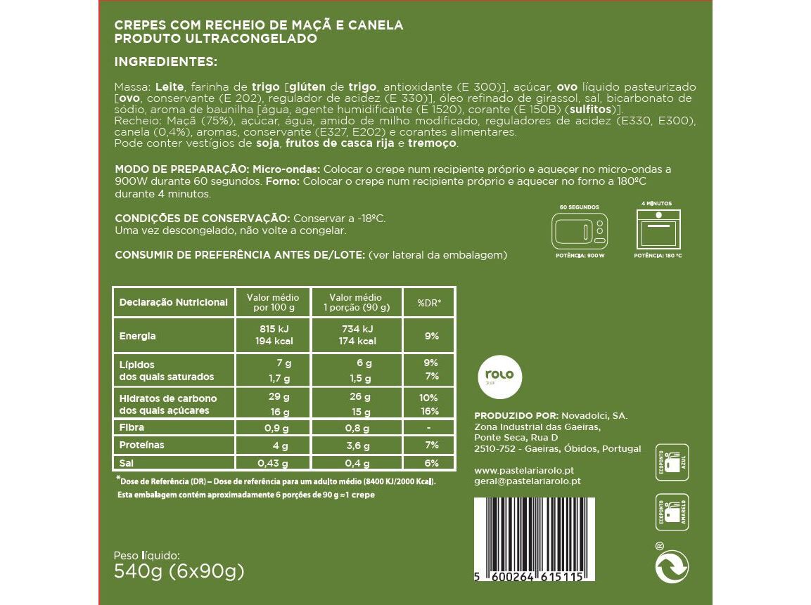 CREPES NOVADOLCI DE MA&Ccedil;&Atilde; E CANELA 540G image number 1