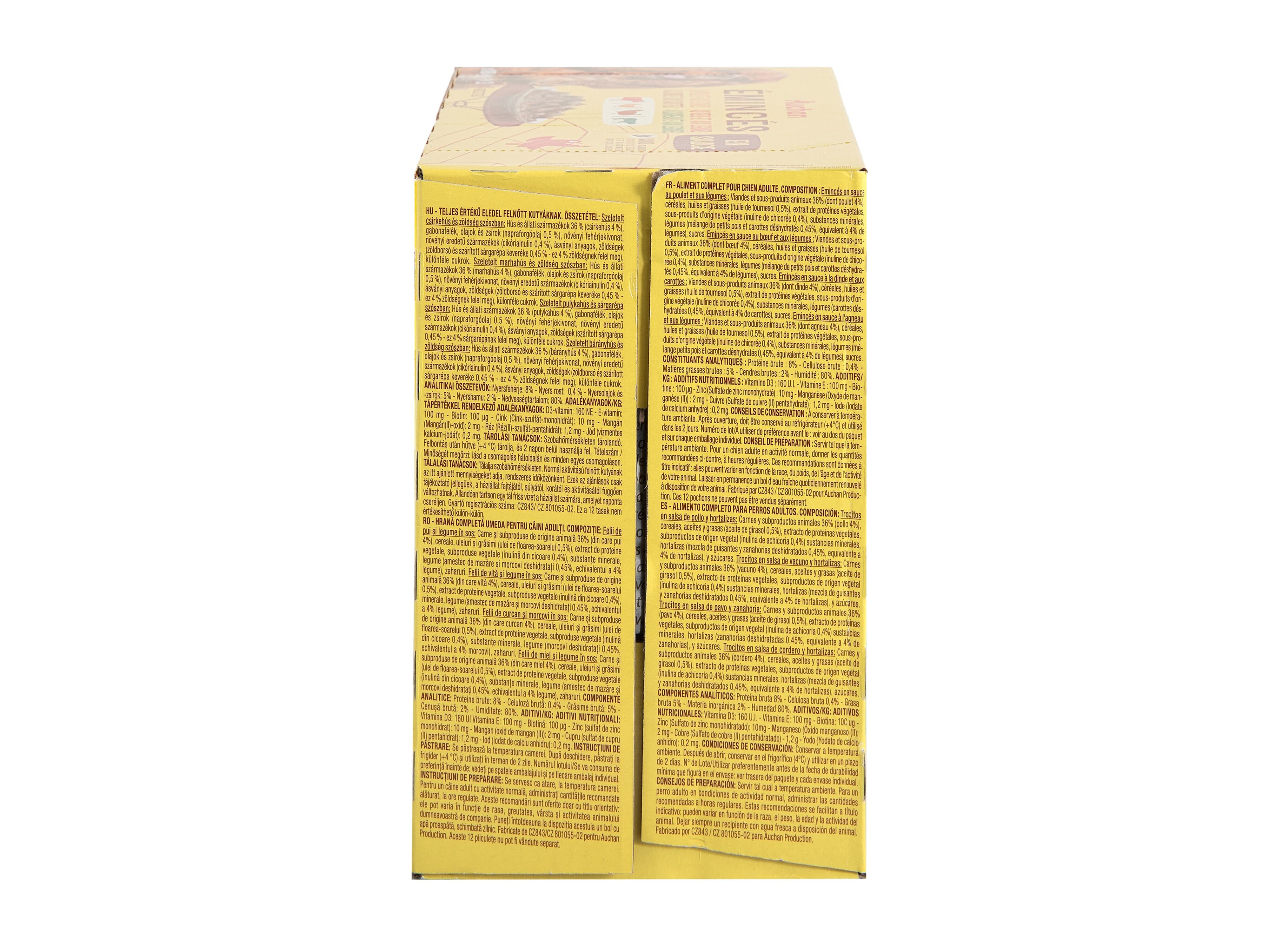 COMIDA H&Uacute;MIDA PARA C&Atilde;O AUCHAN SAQUETAS PEDA&Ccedil;OS EM MOLHO CARNES 12X100G image number 2