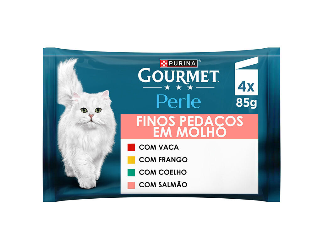 COMIDA H&Uacute;MIDA PARA GATO GOURMET PERLE COM MOLHO 4X85G