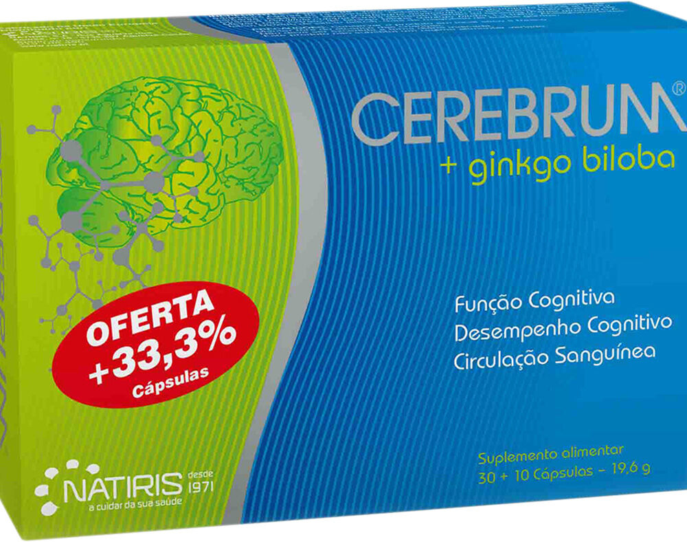 SUPLEMENTO CEREBRUM GINKGO BILOBA 30 CAPSULAS COM OFERTA 10CAPSULAS